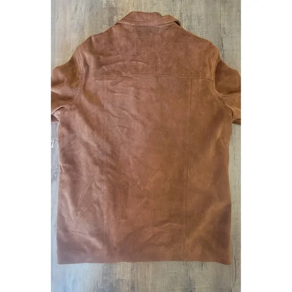 J.Crew Men's Large Brown 100%‎ Leather Suede Coat Zipper Lining Jacket EUC - Picture 13 of 16